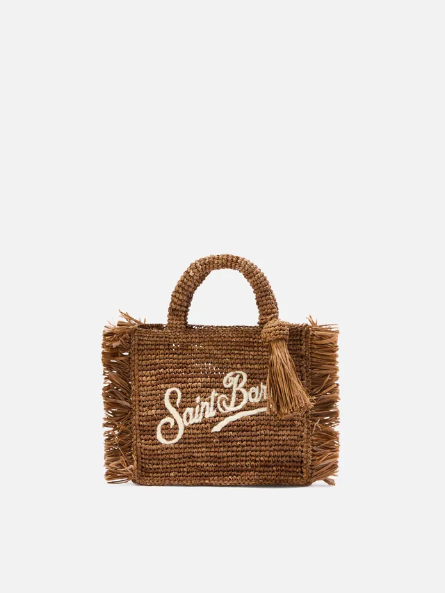 mc2-saint-barth-borsa-vanity-mini-raffia-marrone-con-frange image 1