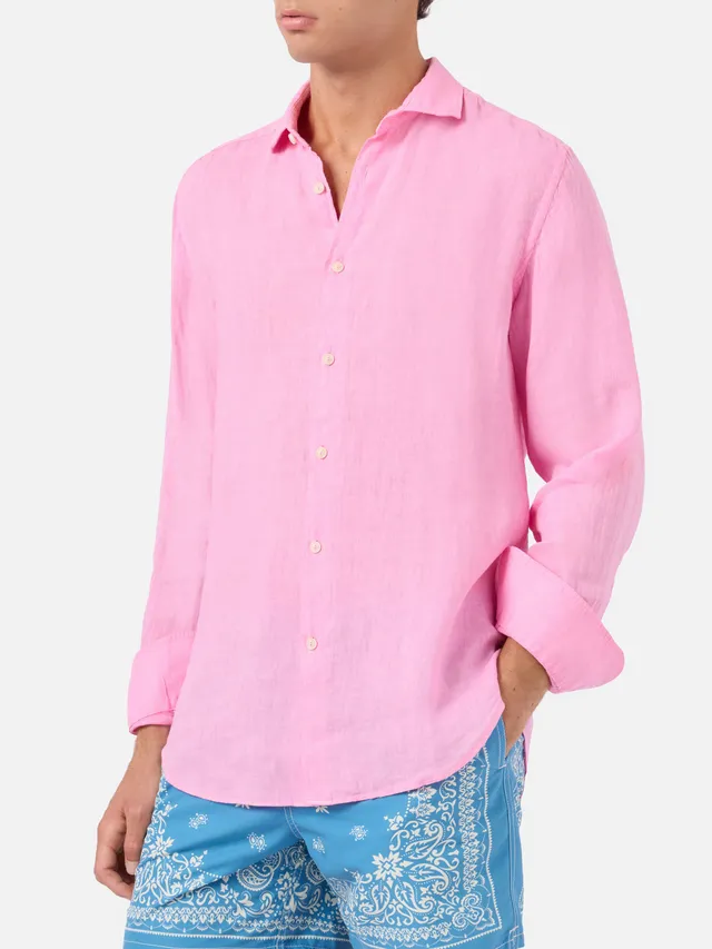 mc2-saint-barth-camicia-pamplona-in-puro-lino-rosa-da-uomo image 1