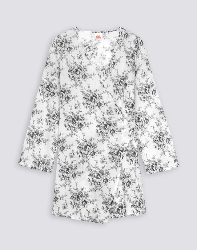 sundek-abito-donna-wrapover-corto-in-voile-di-cotone-stampa-rose-de-joie image 1