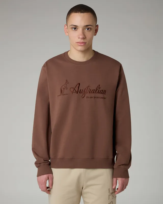 australian-statement-logo-crewneck-felpa-girocollo-uomo-cannella image 1