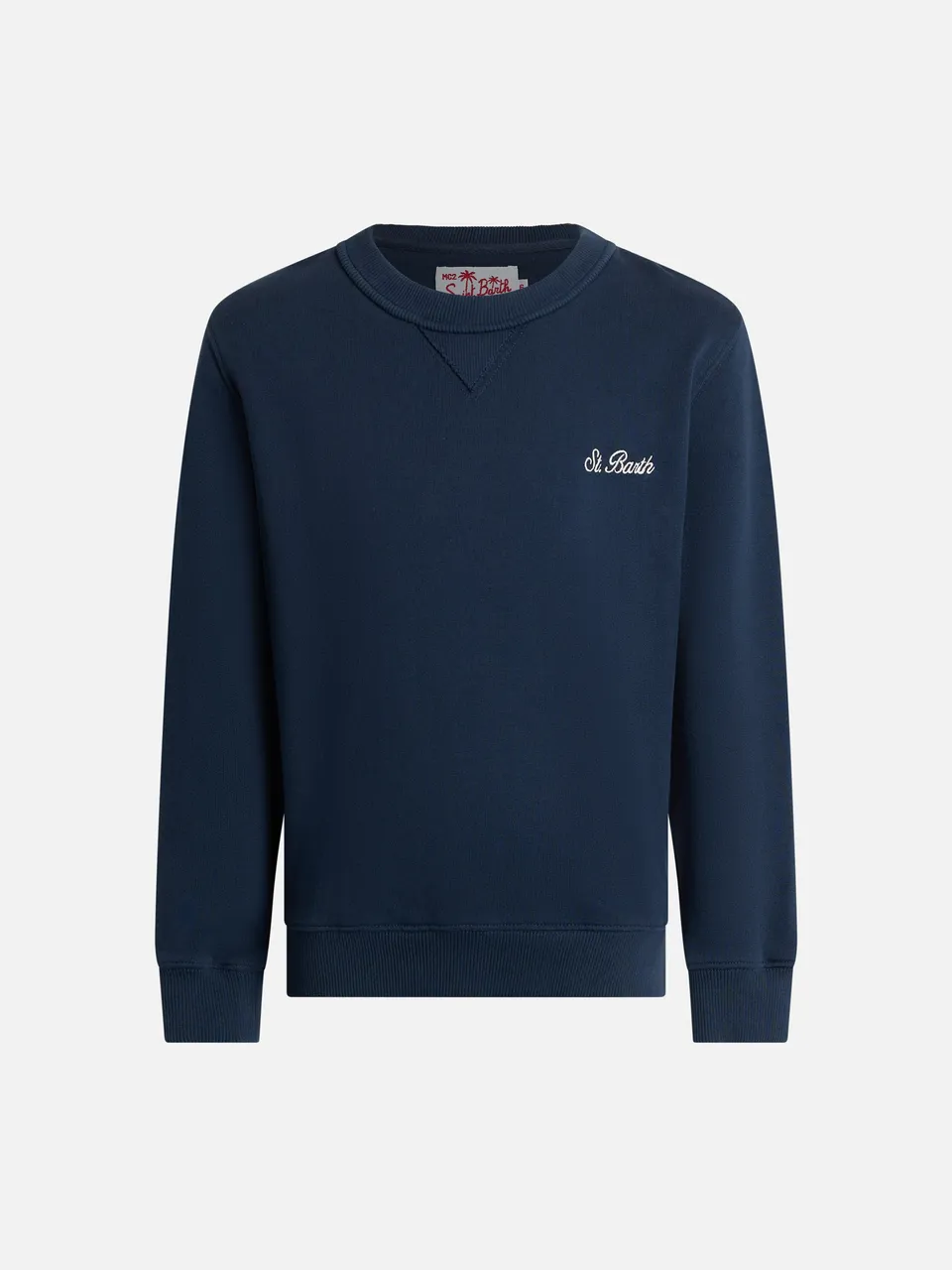 mc2-saint-barth-felpa-bambino-cooper-jr-girocollo-blu-in-cotone-ricamo-st-barth image 1
