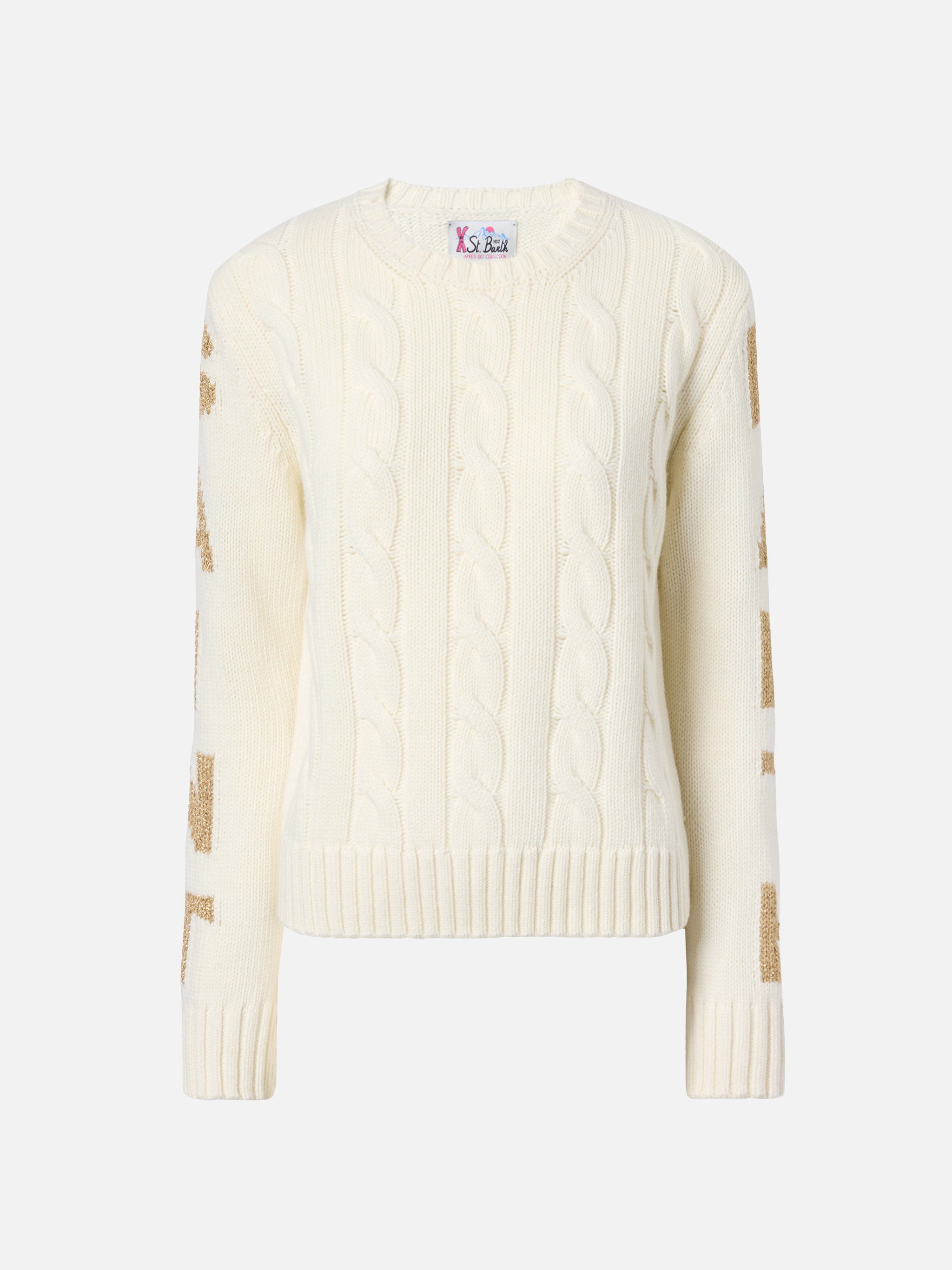 mc2-saint-barth-malmo-maglione-donna-bianco-a-trecce-con-lurex image 5