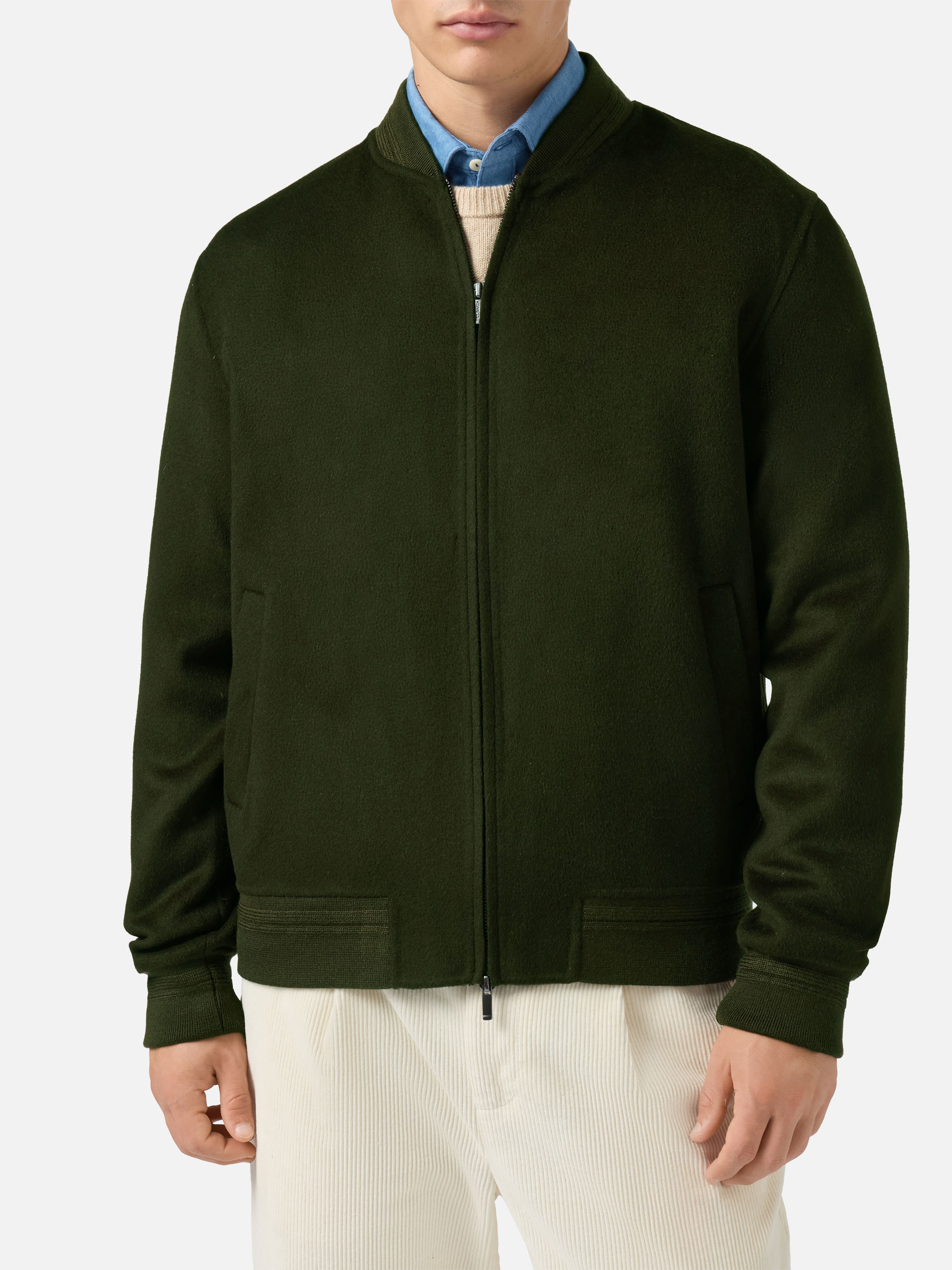 mc2-saint-barth-camden-bomber-uomo-lana-verde-militare image 1