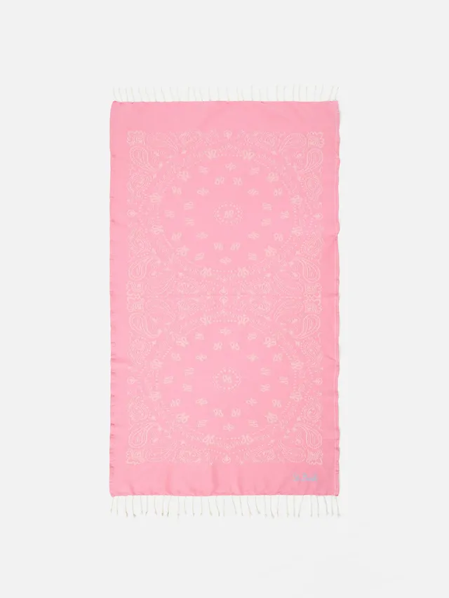 telo-mare-mc2-saint-barth-foutas-in-cotone-jacquard-con-fantasia-bandana-rosa image 1