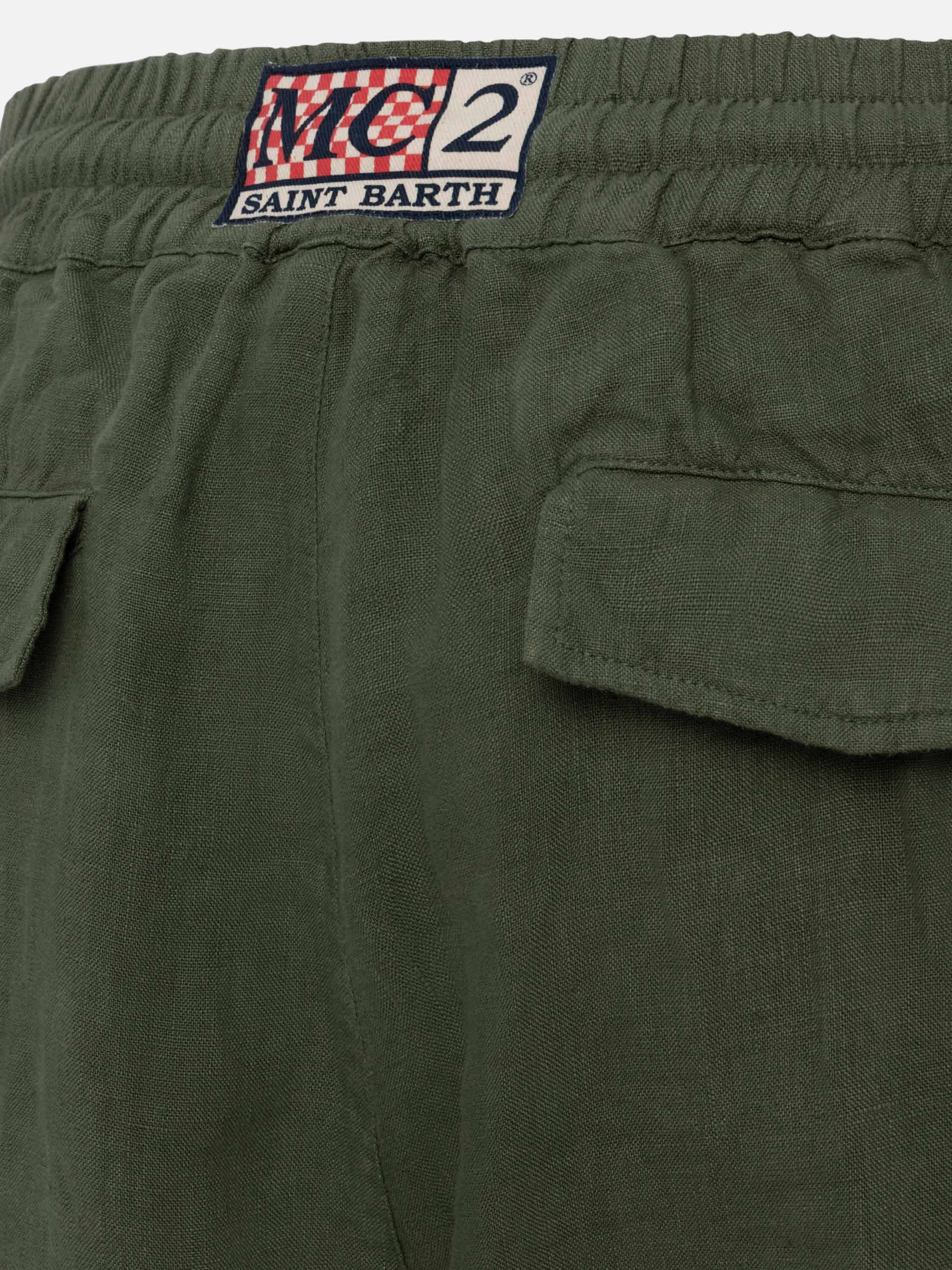 mc2-saint-barth-calais-pantaloni-uomo-lino-verde-militare image 7