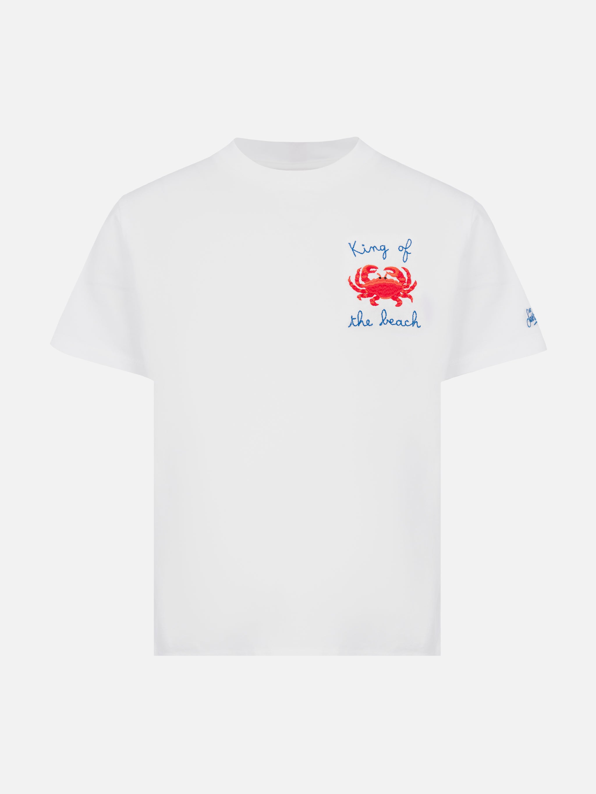 mc2-saint-barth-portofino-jr-t-shirt-in-cotone-ricamo-king-of-the-beach-bianco image 1