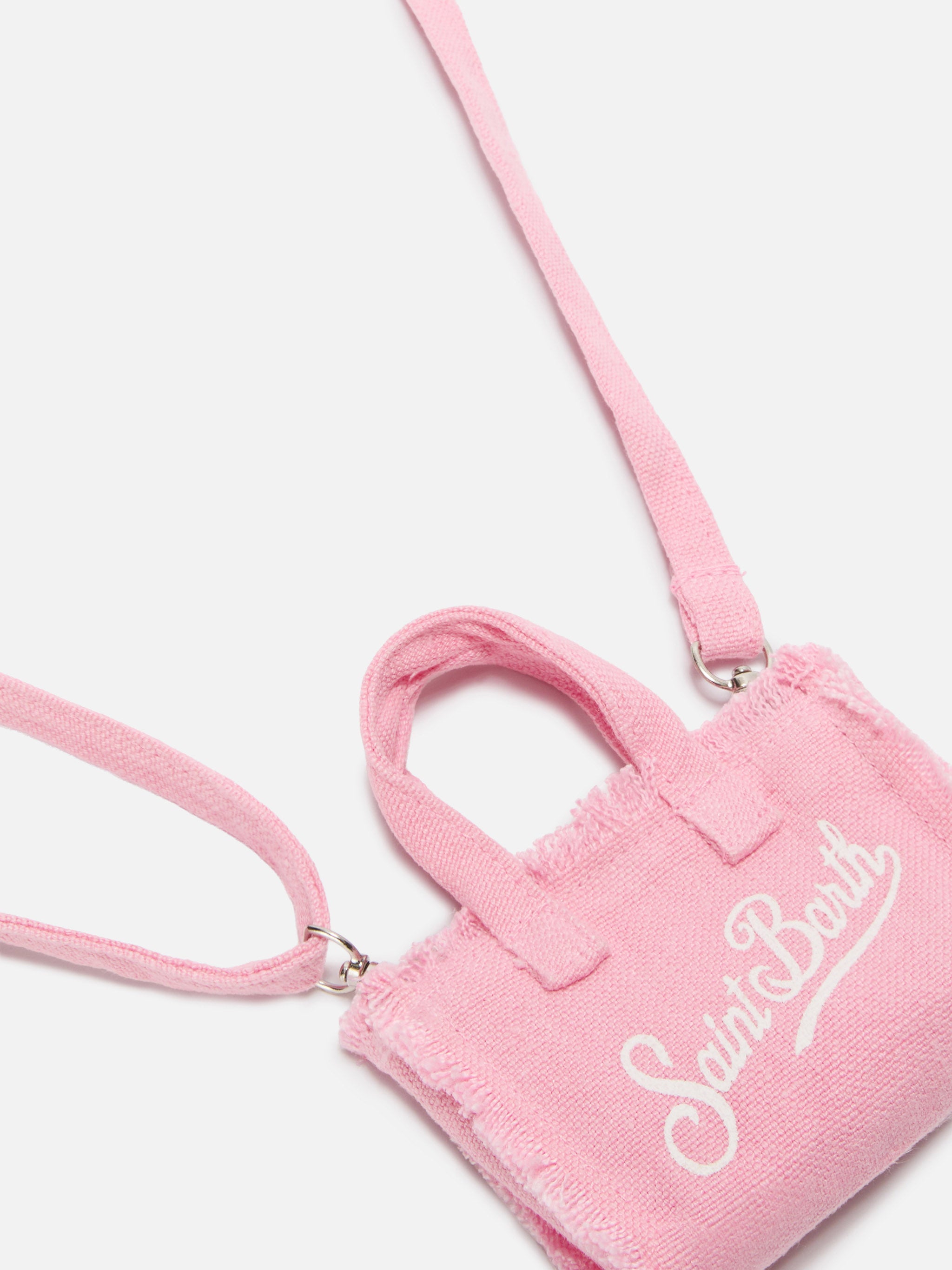 mc2-saint-barth-keychain-mini-borsa-in-lino-rosa-con-logo-stampato image 3
