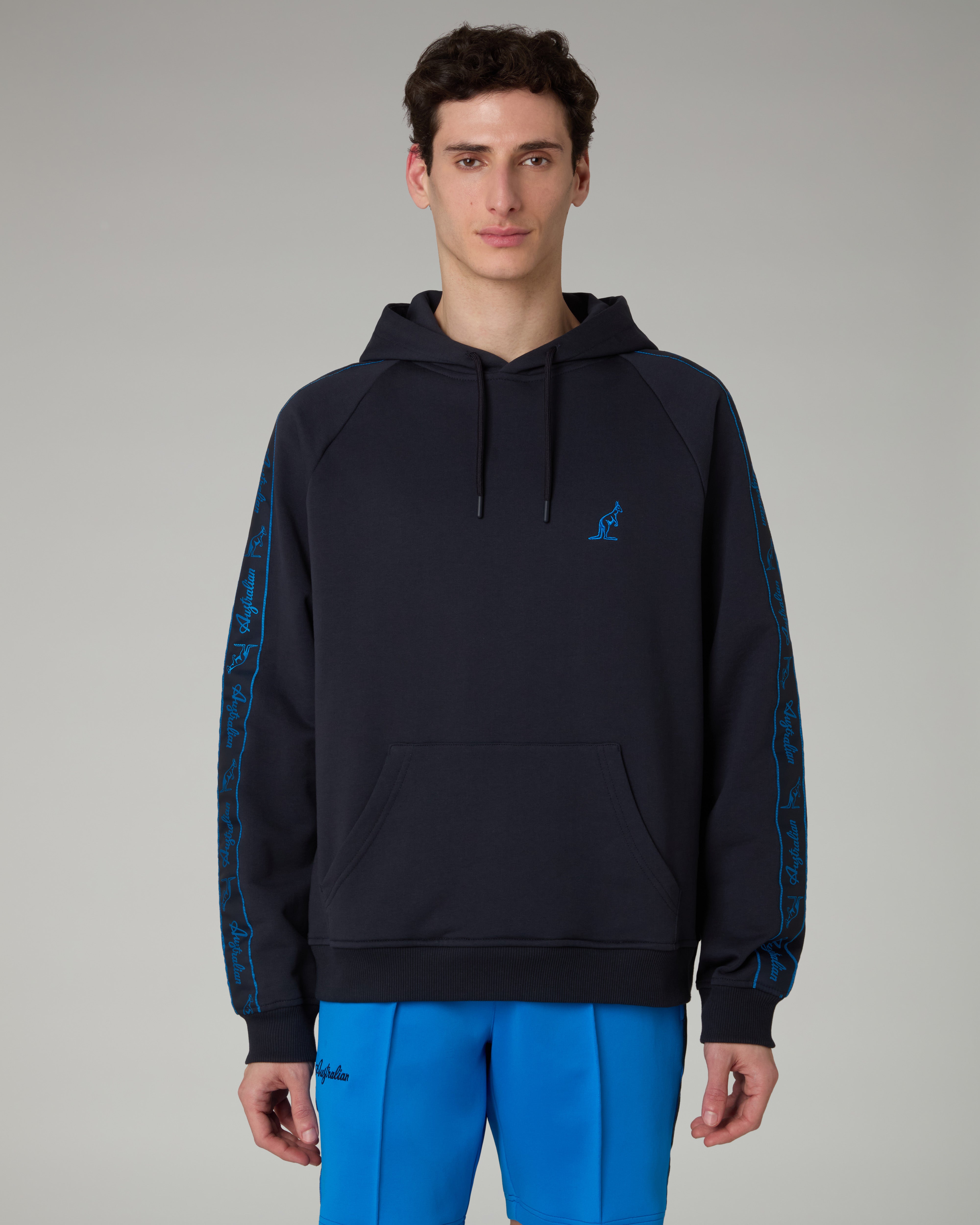 australian-tape-felpa-con-cappuccio-in-cotone-blu-navy image 1