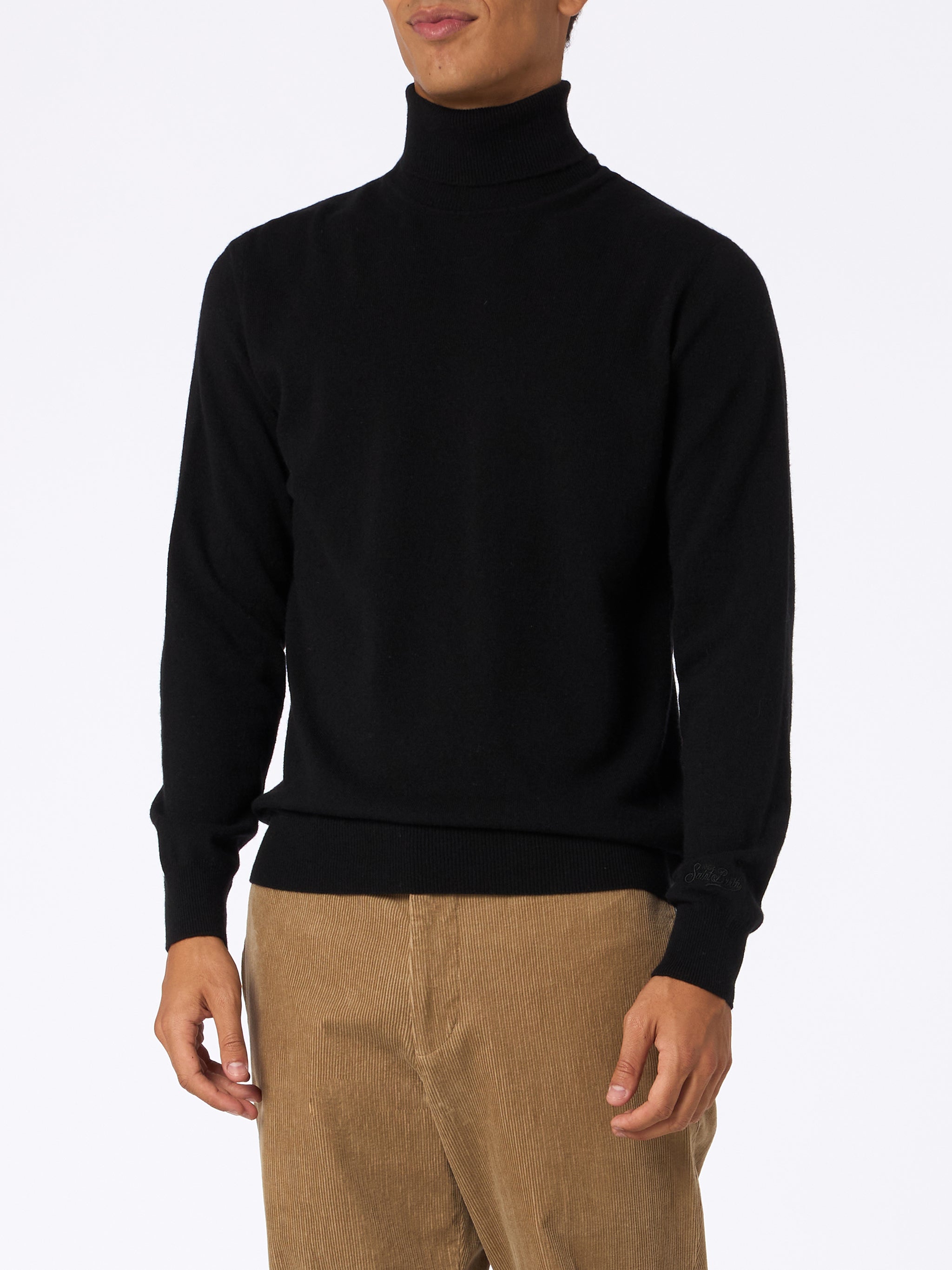 mc2-saint-barth-maglia-bond-in-misto-cashmere-nero-collo-alto image 1