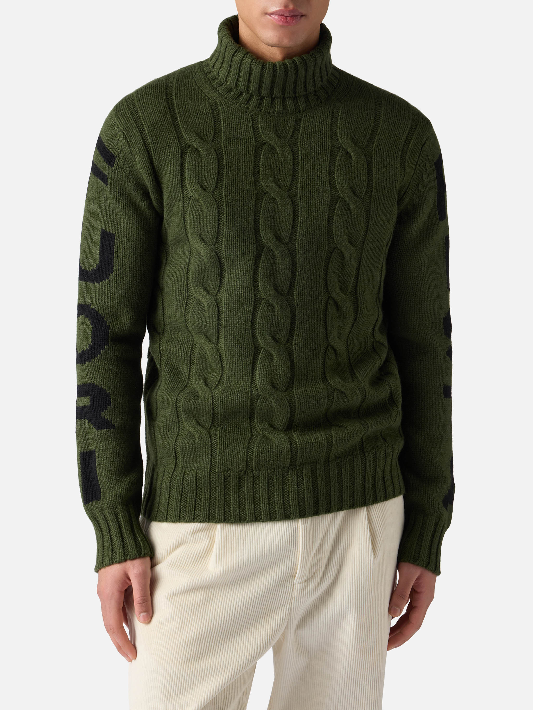 mc2-saint-barth-maglia-fisherman-uomo-collo-alto-jacquard-fuori-pista-verde-mili image 1