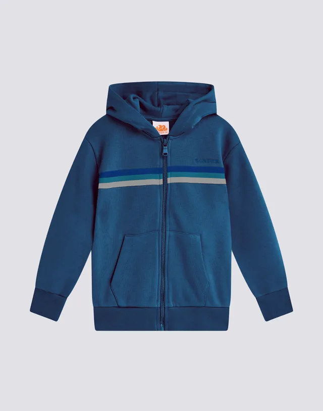 sundek-goldenwave-felpa-bambino-con-cappuccio-full-zip-arcobaleno-tricolore image 1