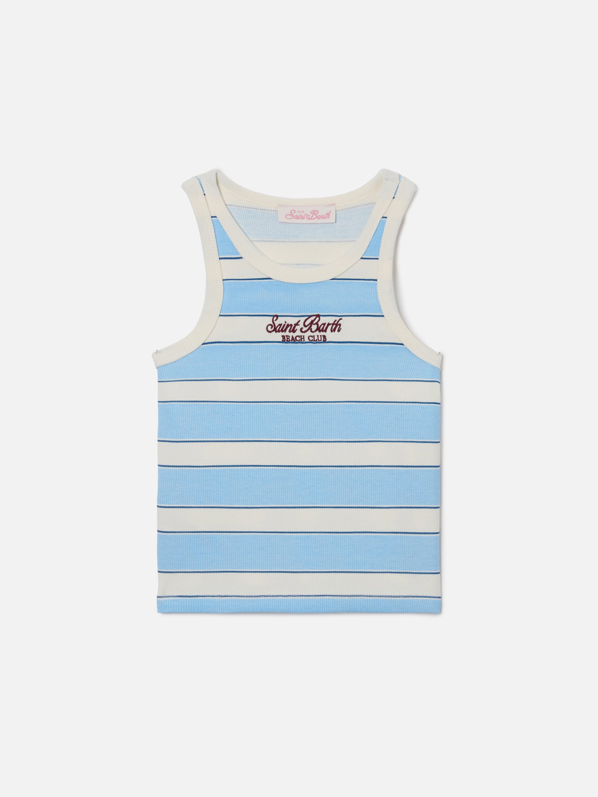 mc2-saint-barth-top-blue-jr-tank-top-bambina-a-righe-azzurre-e-panna image 1