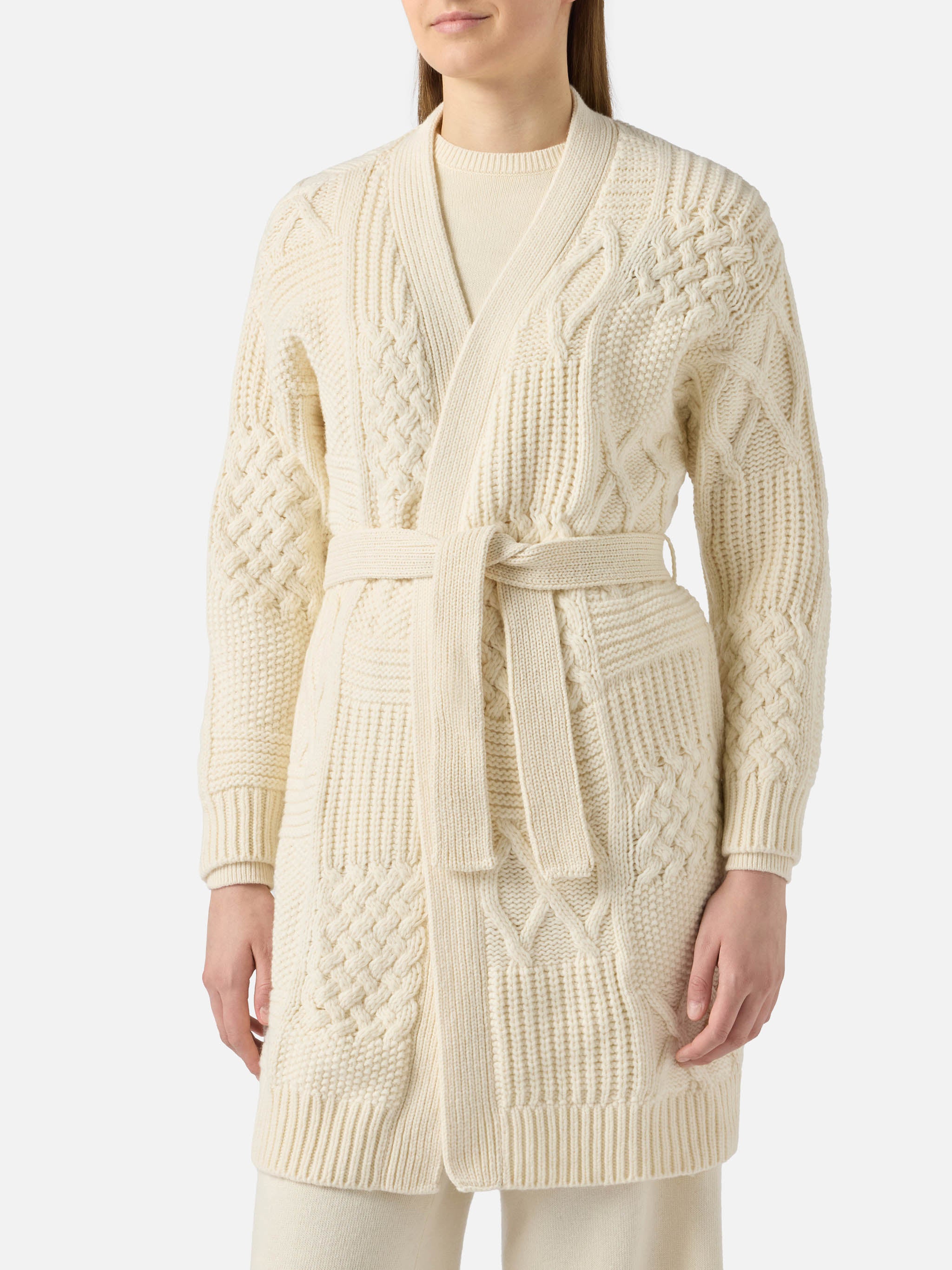 mc2-saint-barth-maxi-cardigan-donna-bianco-con-ricamo-e-cintura image 3