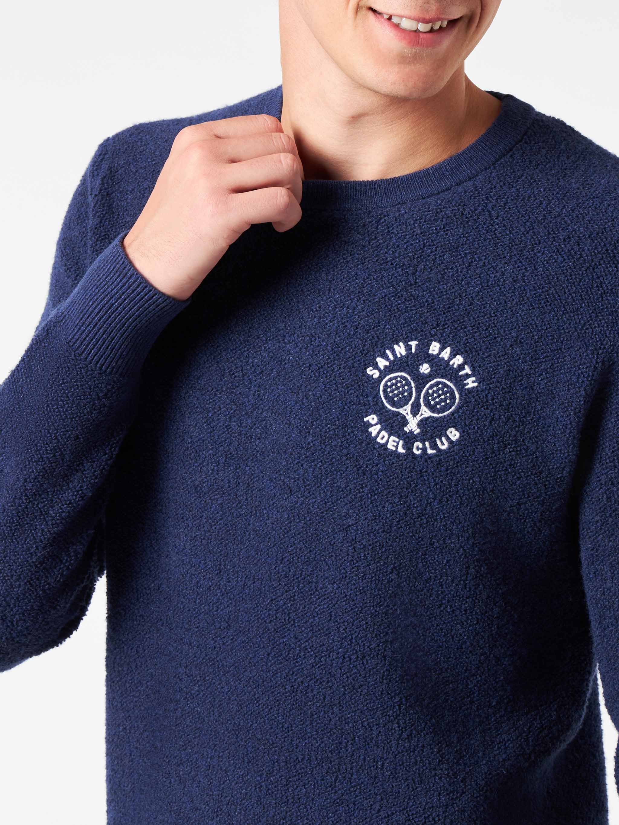 maglione-girocollo-mc2-saint-barth-heron-in-bluette-boucl-con-ricamo-saint-barth image 2