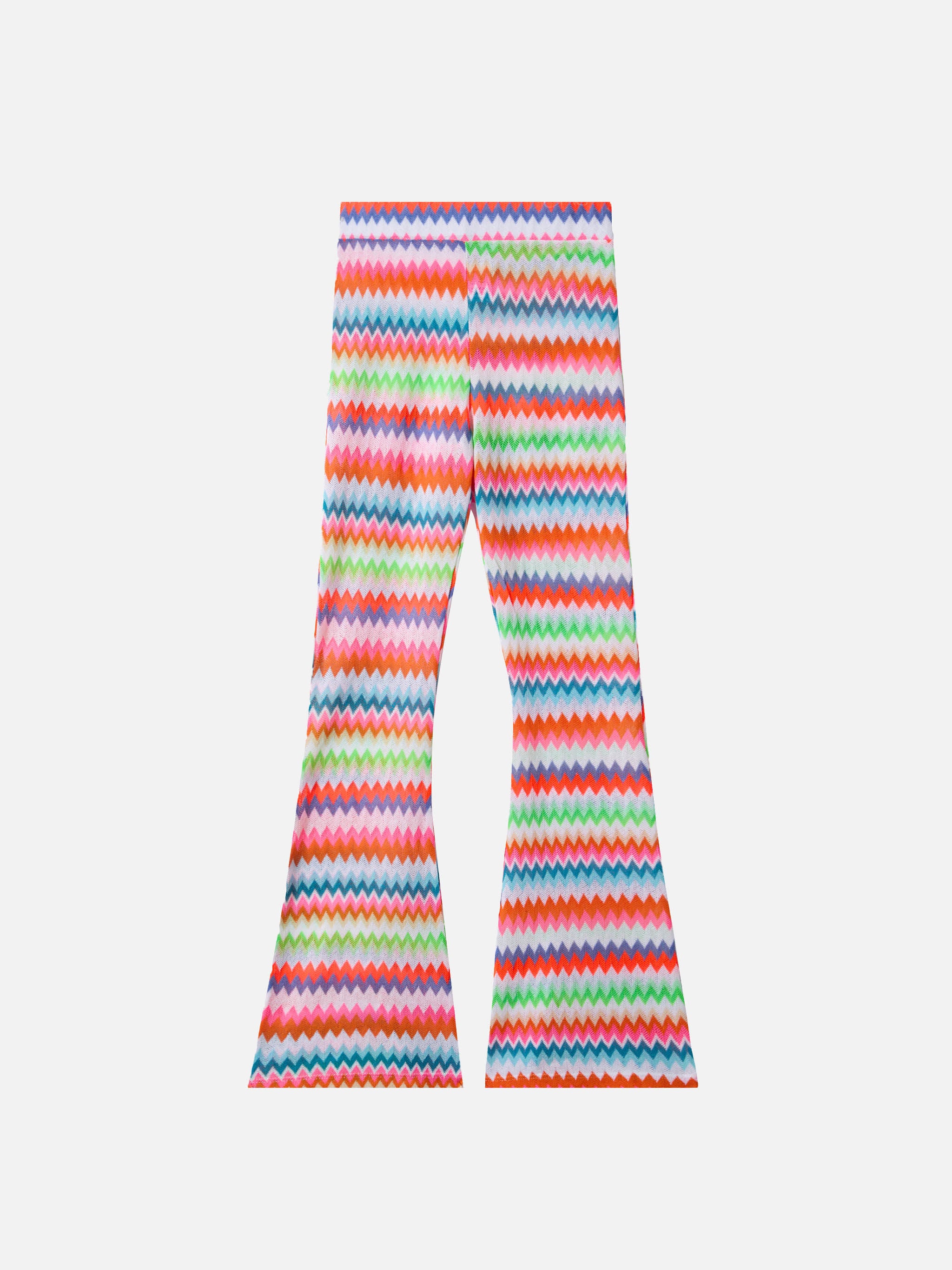 mc2-saint-barth-gwenda-jr-pantaloni-flare-bambina-arancio-verde-chevron image 1