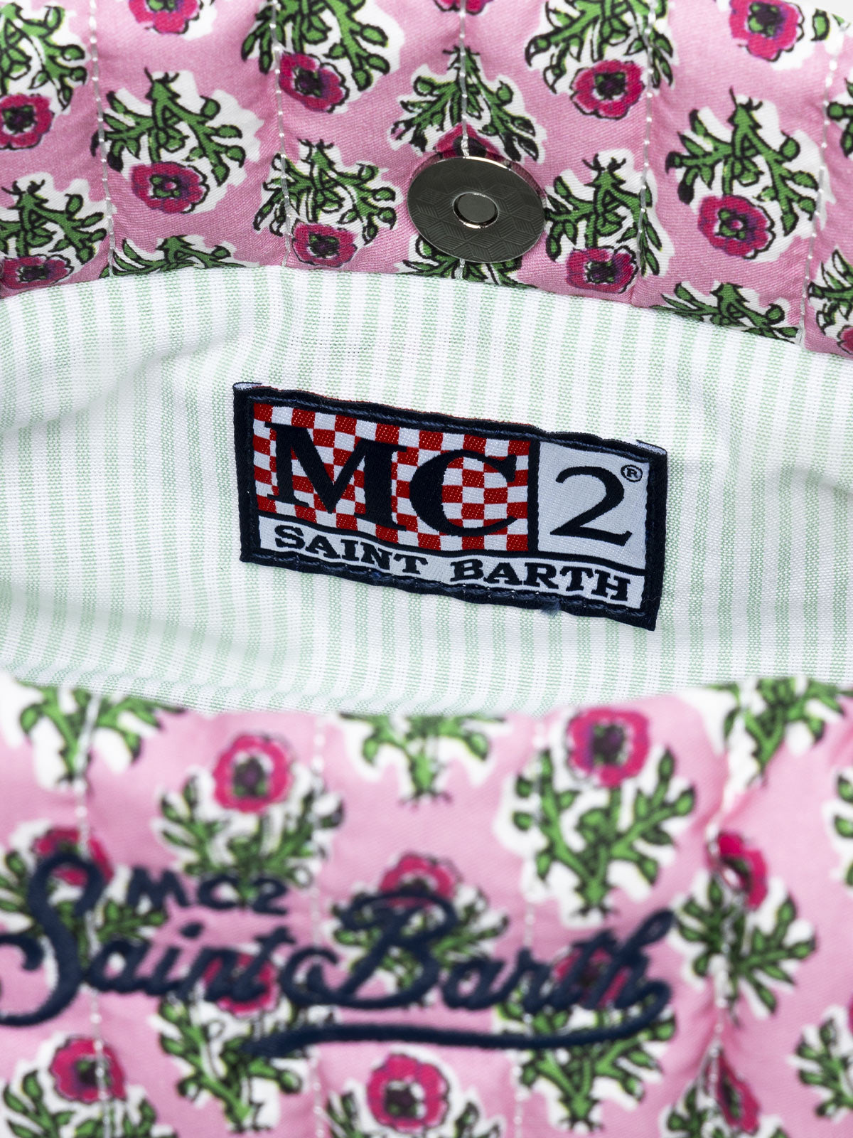 mc2-saint-barth-pochette-piccola-trapuntata-rosa-con-patch-floreale image 6