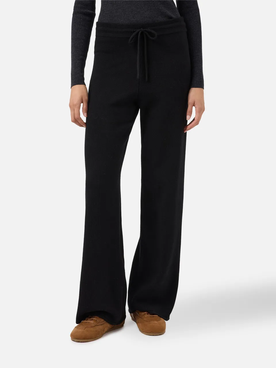 mc2-saint-barth-cambon-cbn0002-pantaloni-palazzo-donna-pura-lana-neri-vita-alta image 1