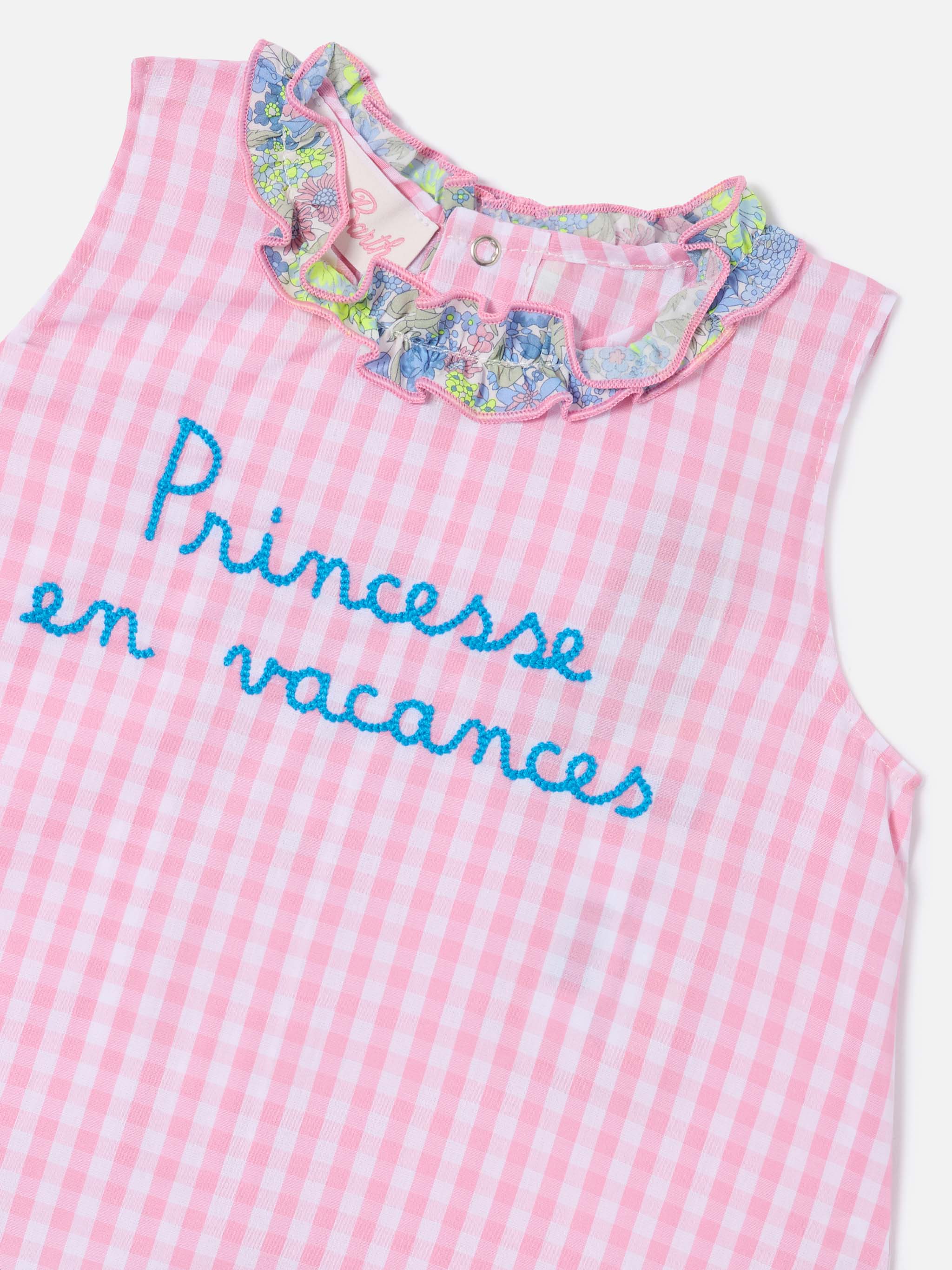 mc2-saint-barth-set-abbie-neonata-scamiciato-vichy-copri-pannolino-liberty-rosa image 2