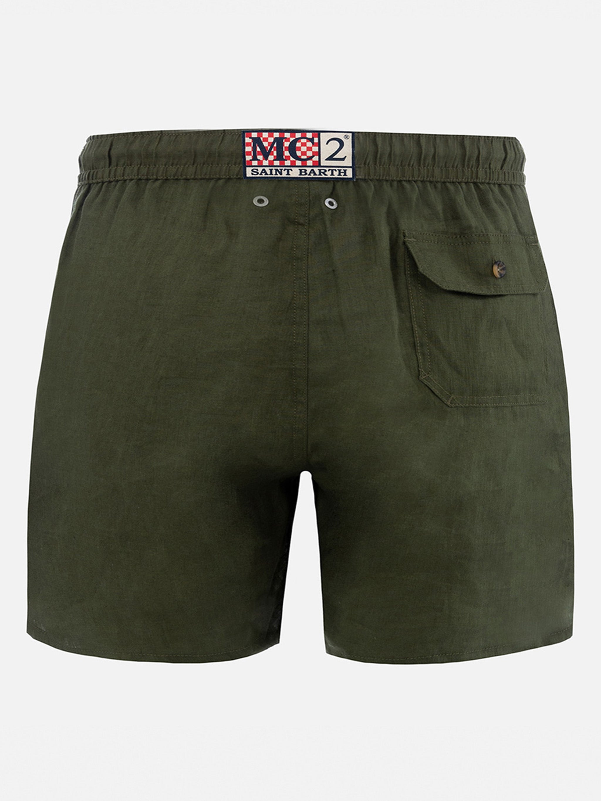 mc2-saint-barth-costume-mare-gustavia-in-lino-verde-militare-tinta-unita image 2