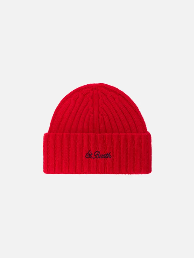 mc2-saint-barth-wengen-weng028-berretto-lana-rosso-con-risvolto-uomo-donna image 1