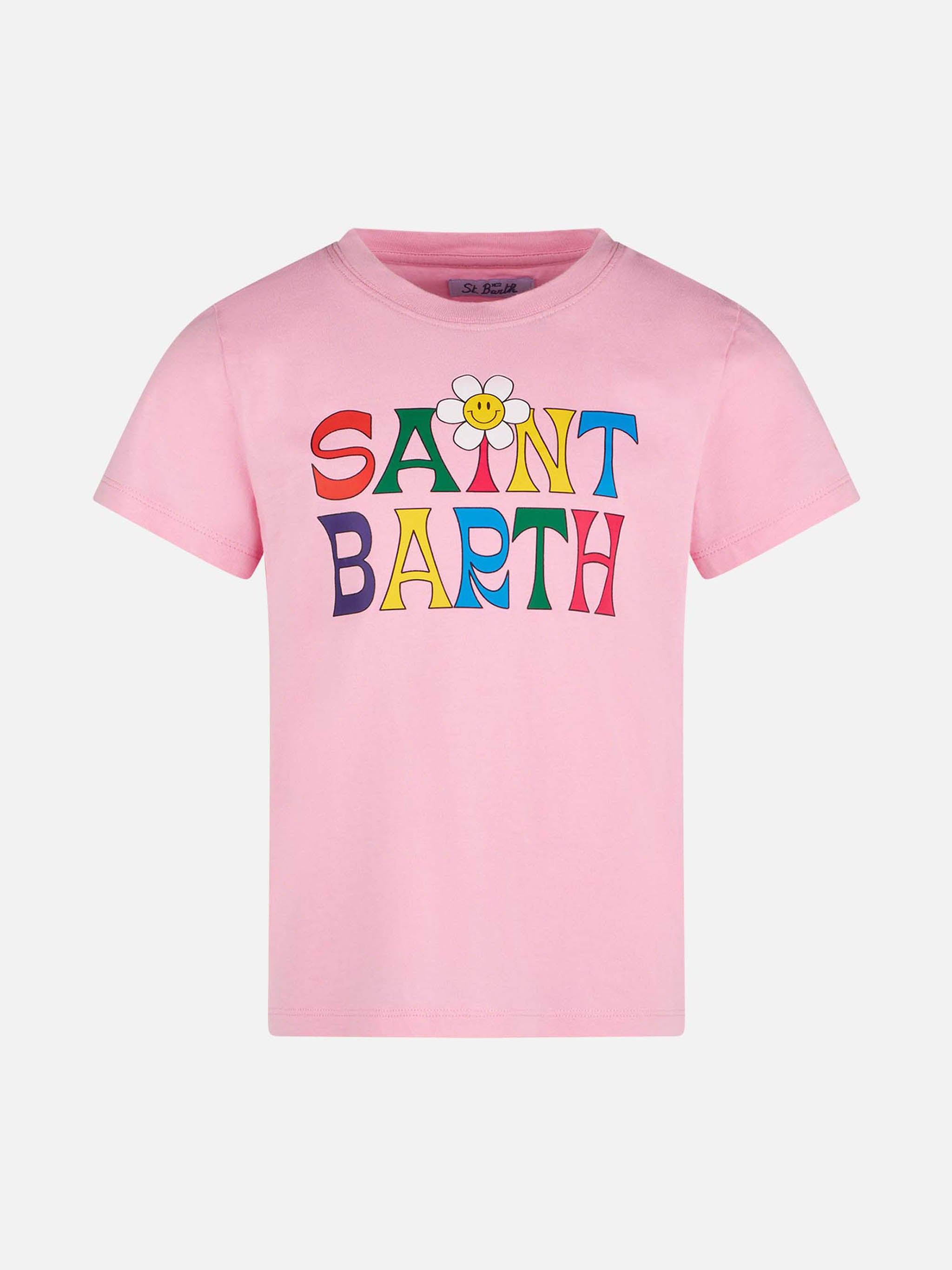 mc2-saint-barth-t-shirt-bambina-con-logo-e-margherita-cotone-rosa-vestibilit-reg image 1