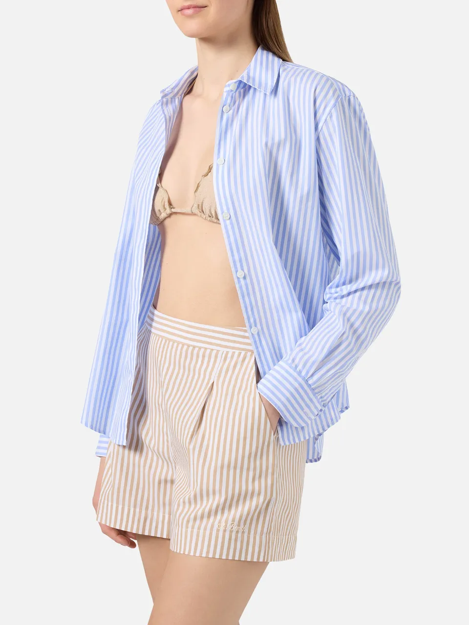 mc2-saint-barth-meredith-camicia-donna-cotone-rigata-blu image 1