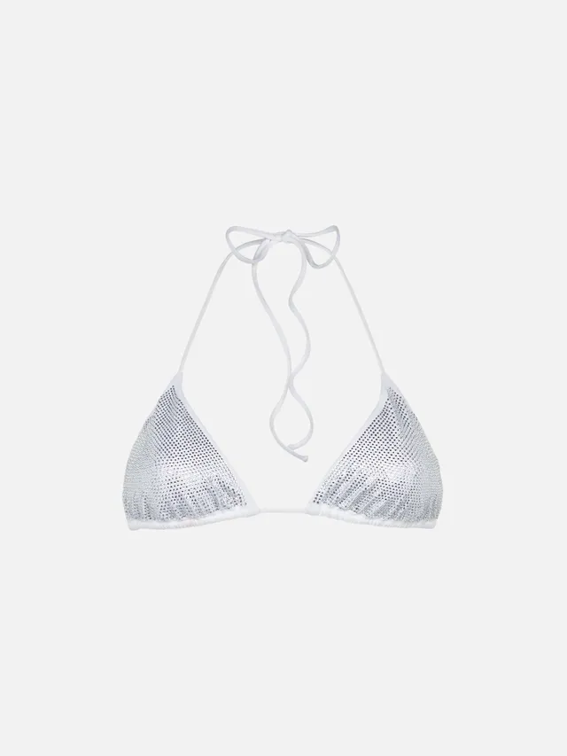 mc2-saint-barth-anna-top-bikini-donna-a-triangolo-bianco-con-strass-argento image 1