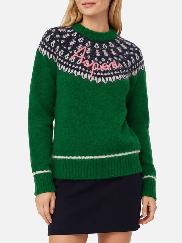 maglione-mc2-saint-barth-queen-nordic-soft-verde-con-jacquard-fair-isle-e-ricamo image 1