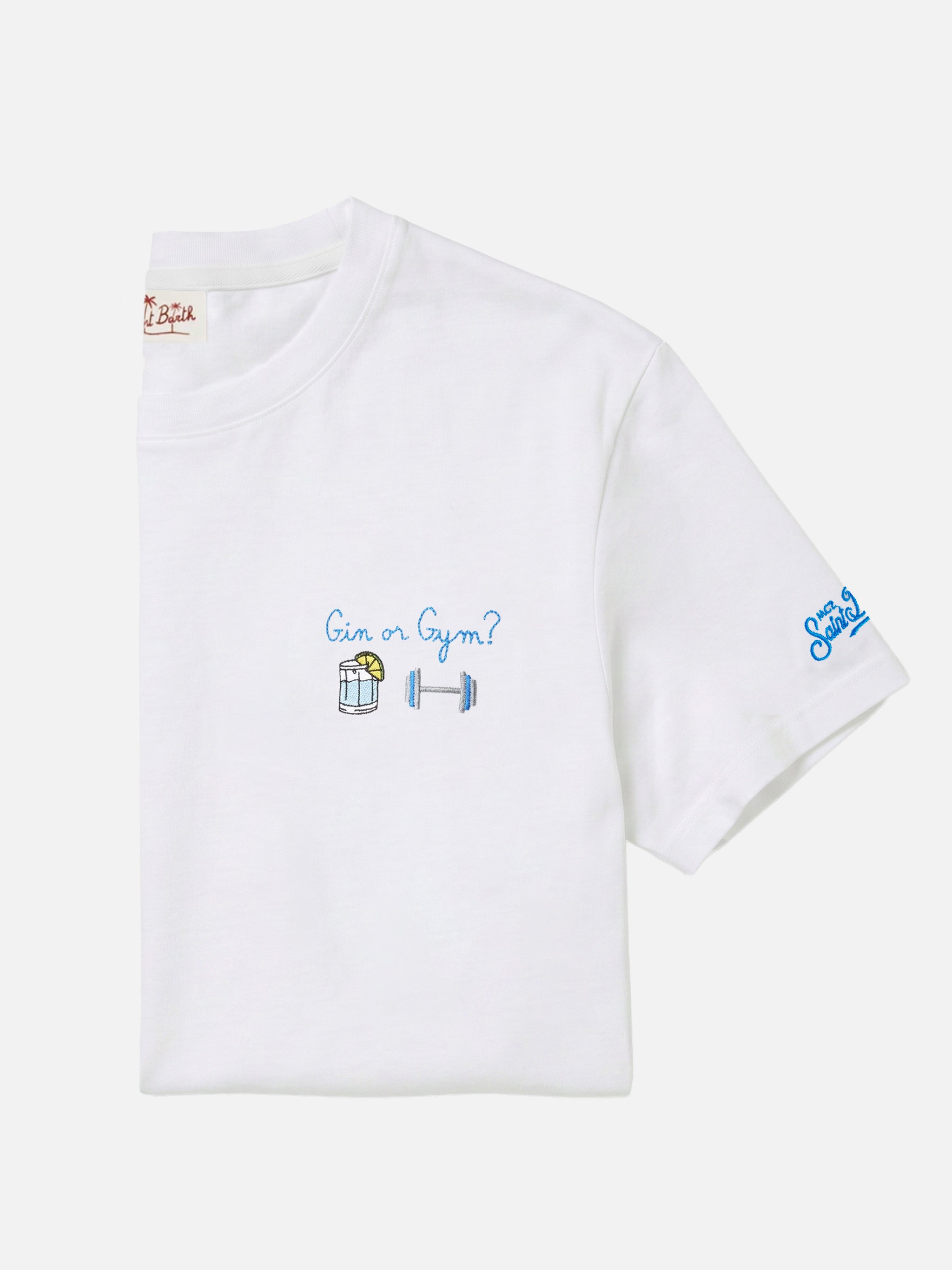 mc2-saint-barth-portofino-t-shirt-bianca-con-ricamo-gin-or-gym image 1