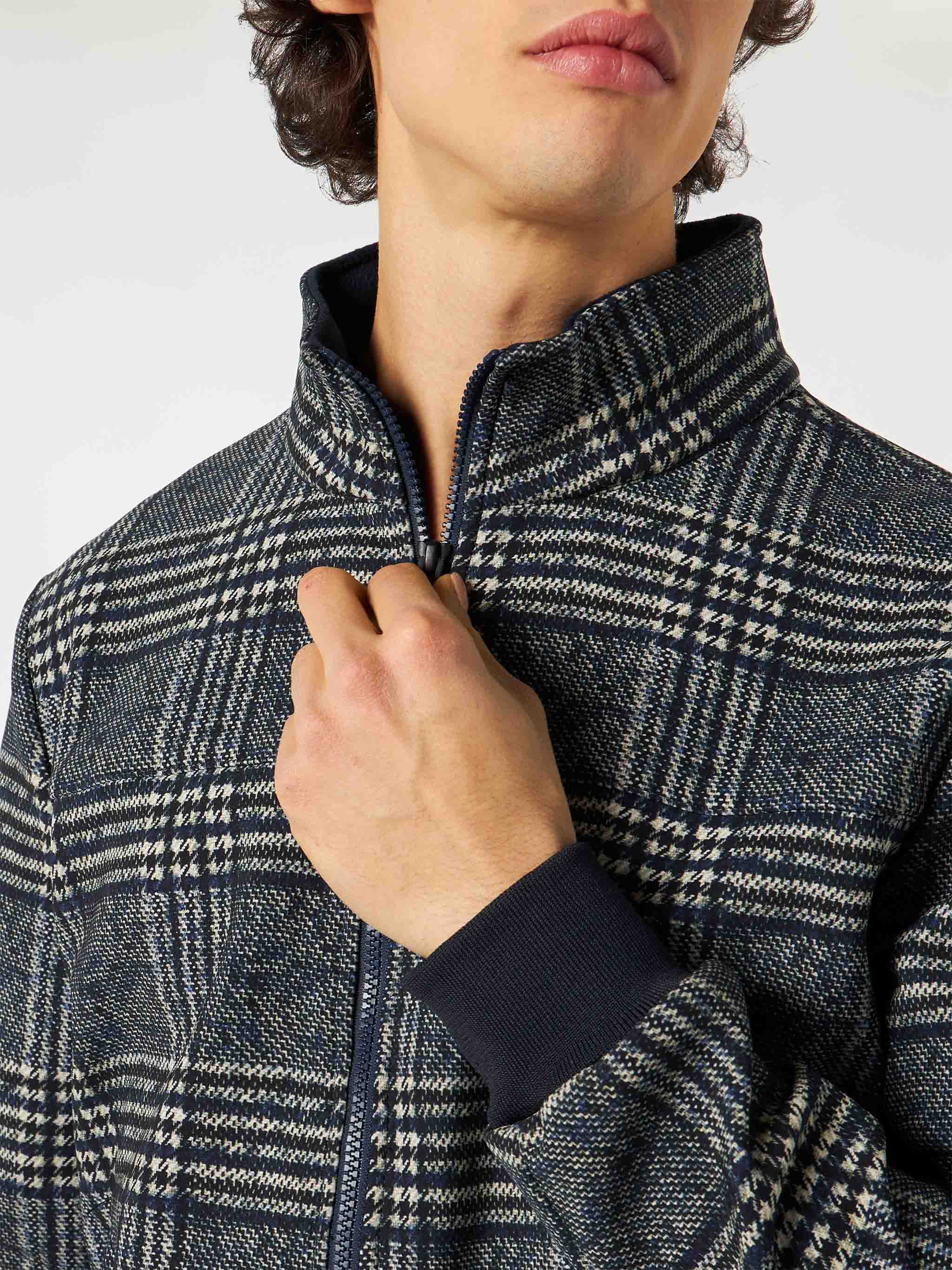 mc2-saint-barth-bomber-traveler-uomo-principe-di-galles-blu-con-zip image 2