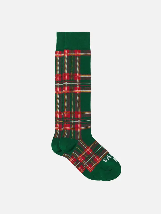 mc2-saint-barth-calze-lunghe-bambino-jacquard-tartan-verdi image 1