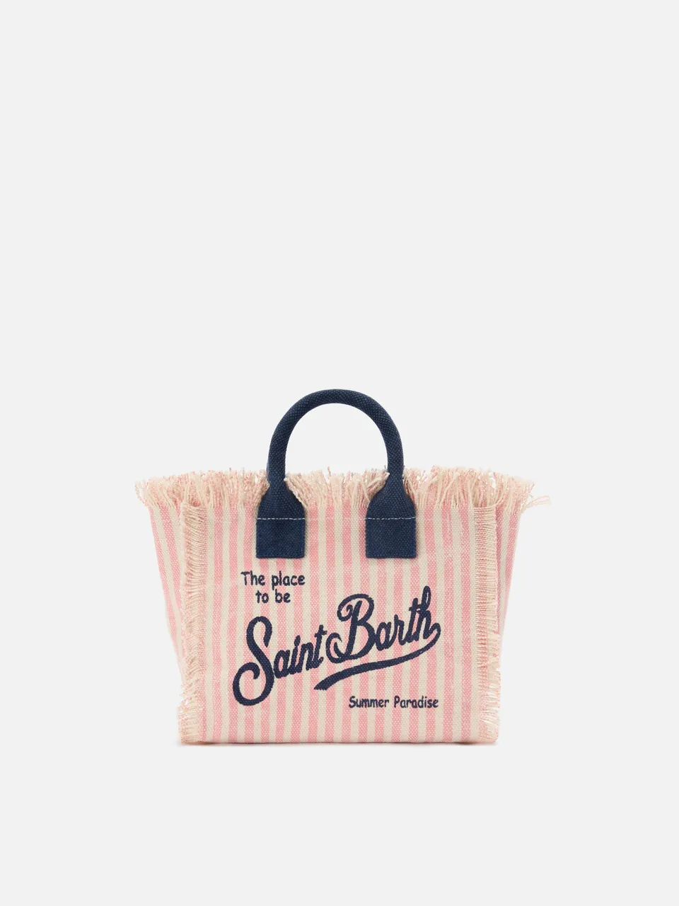 mc2-saint-barth-vanity-mini-borsa-in-canvas-a-righe-rosa-con-dettagli-blu image 1