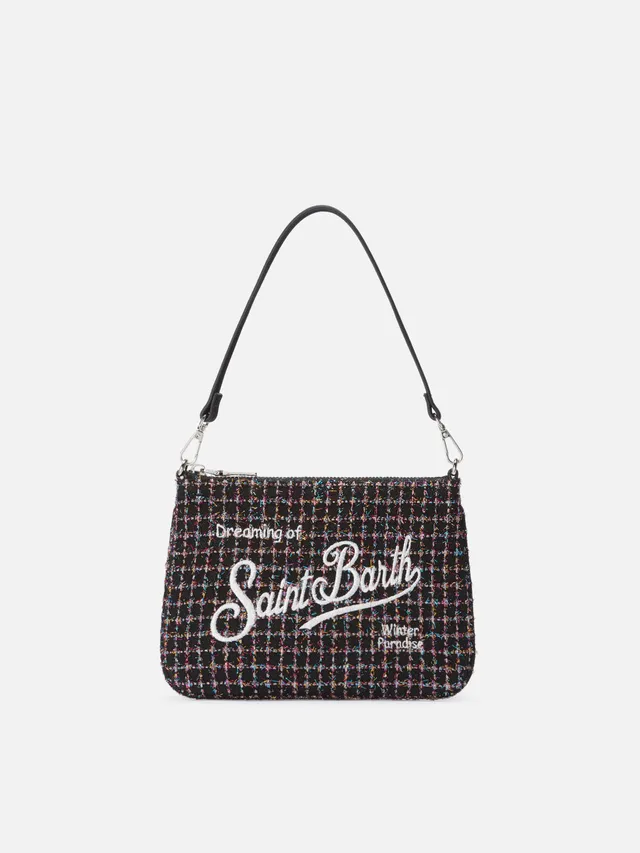 mc2-saint-barth-parisienne-mini-tweed-borsetta-a-spalla-nera-shiny image 1
