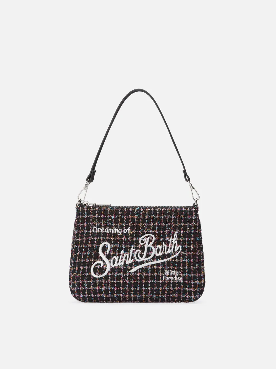 mc2-saint-barth-parisienne-mini-tweed-borsetta-a-spalla-nera-shiny image 1