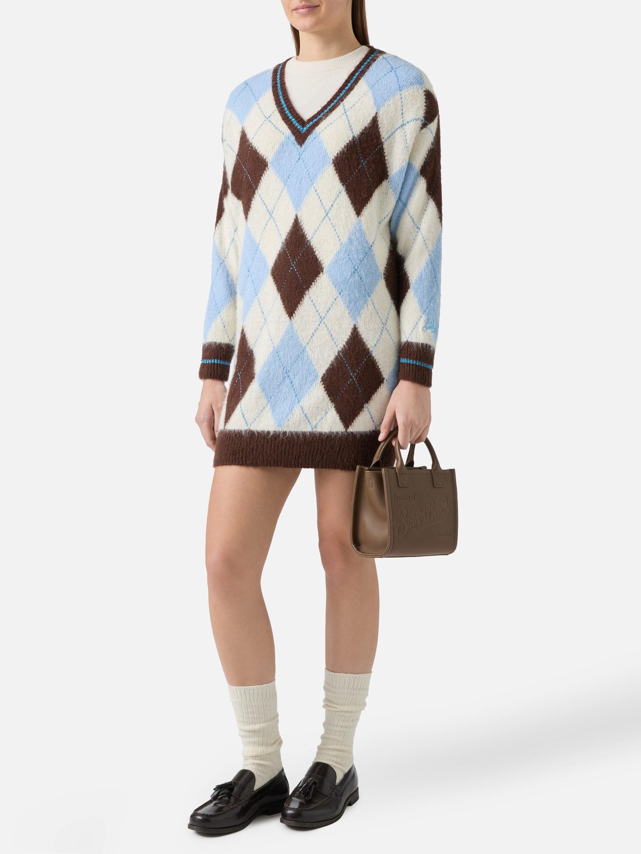 mc2-saint-barth-leon-leon001-abito-donna-in-maglia-argyle-jacquard-bianco-azzurr image 1
