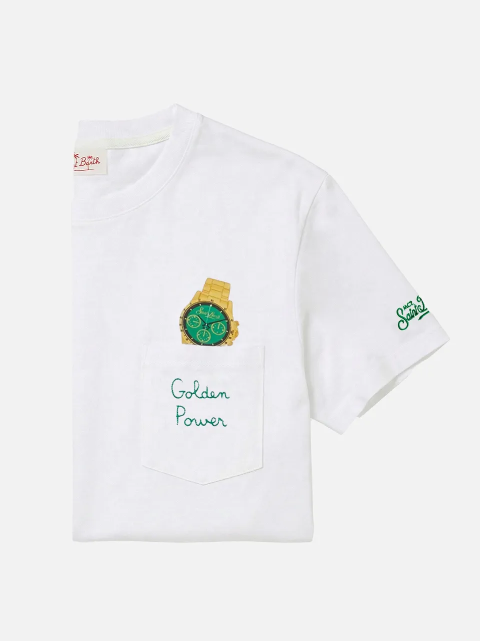 t-shirt-mc2-saint-barth-austin-in-cotone-con-ricamo-e-stampa-orologio image 1