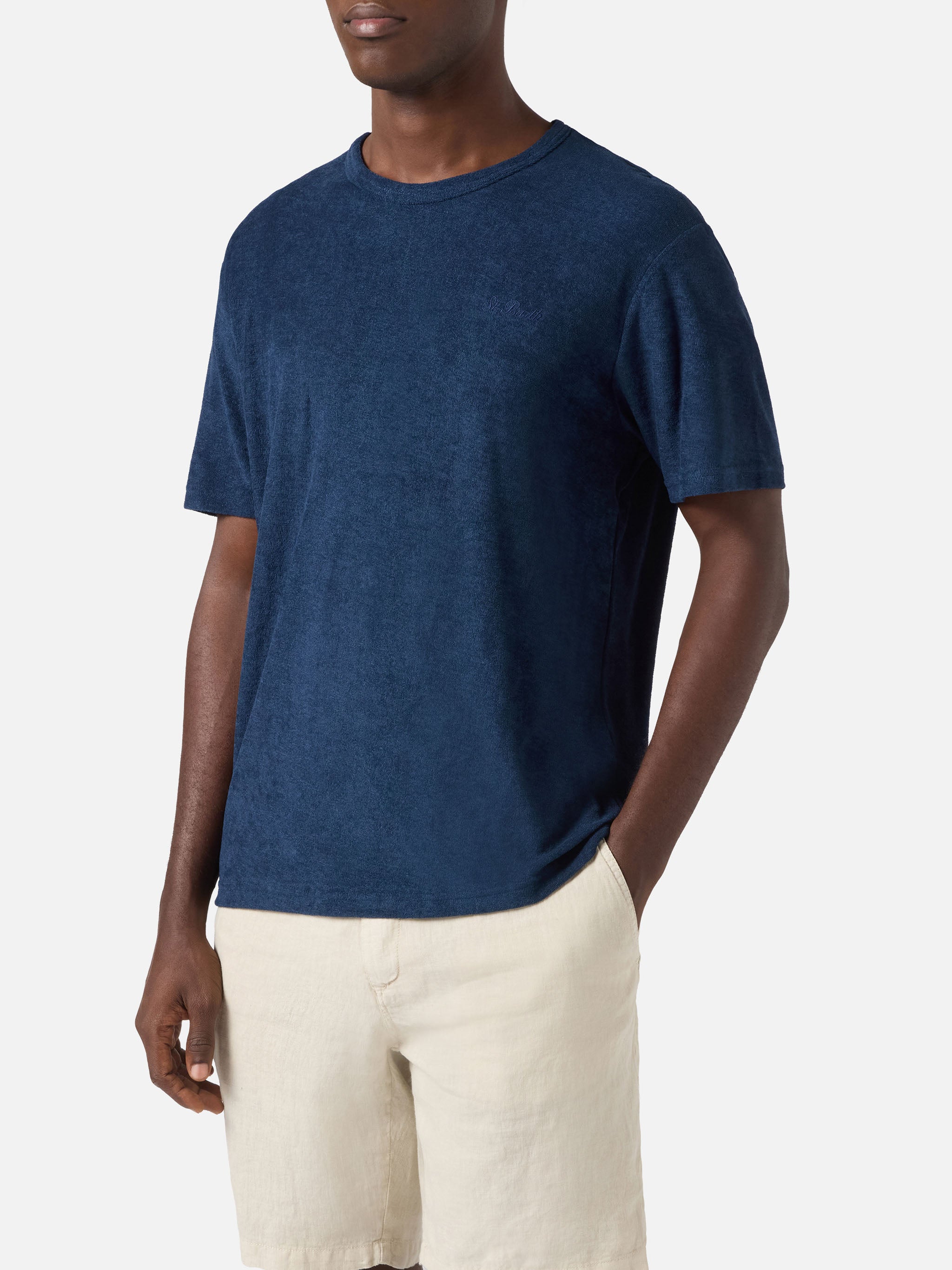 mc2-saint-barth-t-shirt-gary-in-misto-cotone-effetto-spugna-blu-con-ricamo-logo image 2