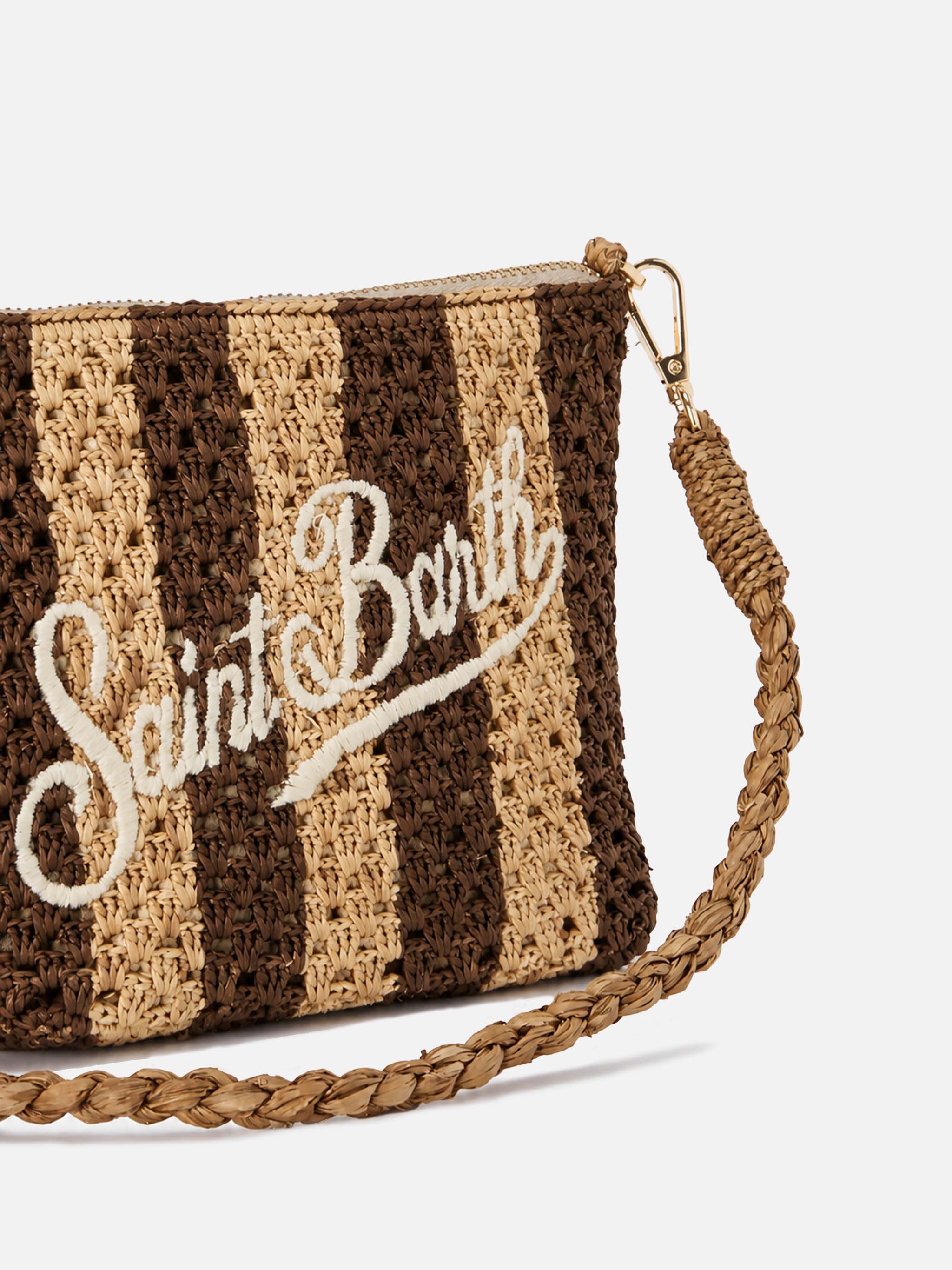 mc2-saint-barth-pouch-rafia-intrecciata-a-righe-con-logo-ricamato-e-zip image 3