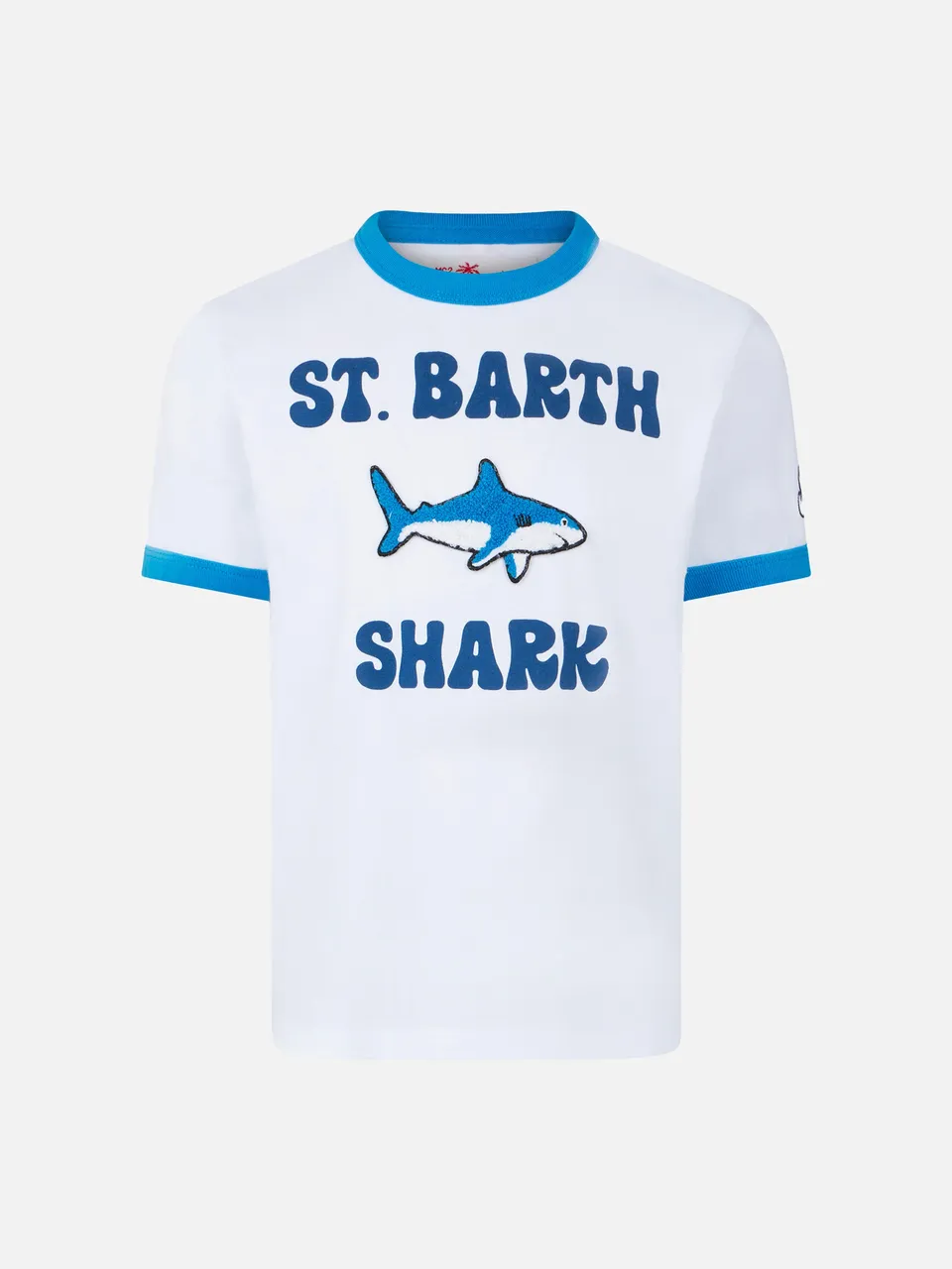 mc2-saint-barth-ecstasea-t-shirt-bambino-cotone-bianco-stampa-squalo image 1
