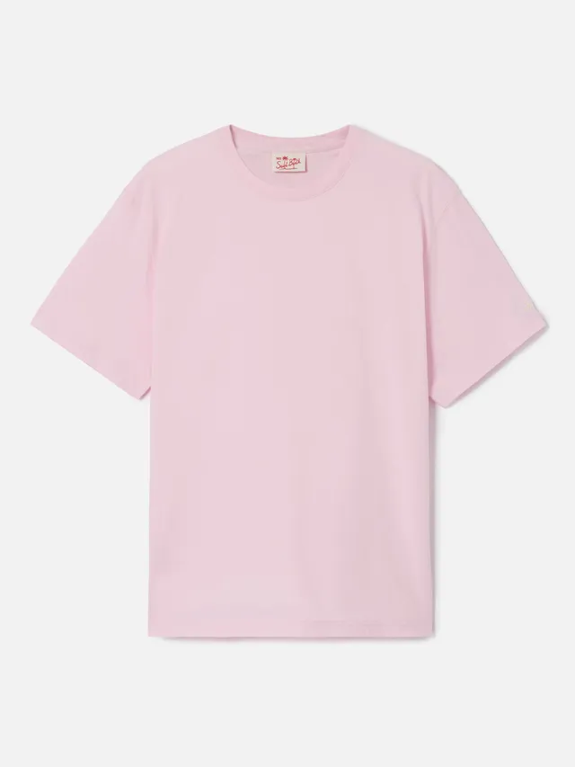 mc2-saint-barth-t-shirt-dover-uomo-in-cotone-rosa-con-ricamo-logo image 1