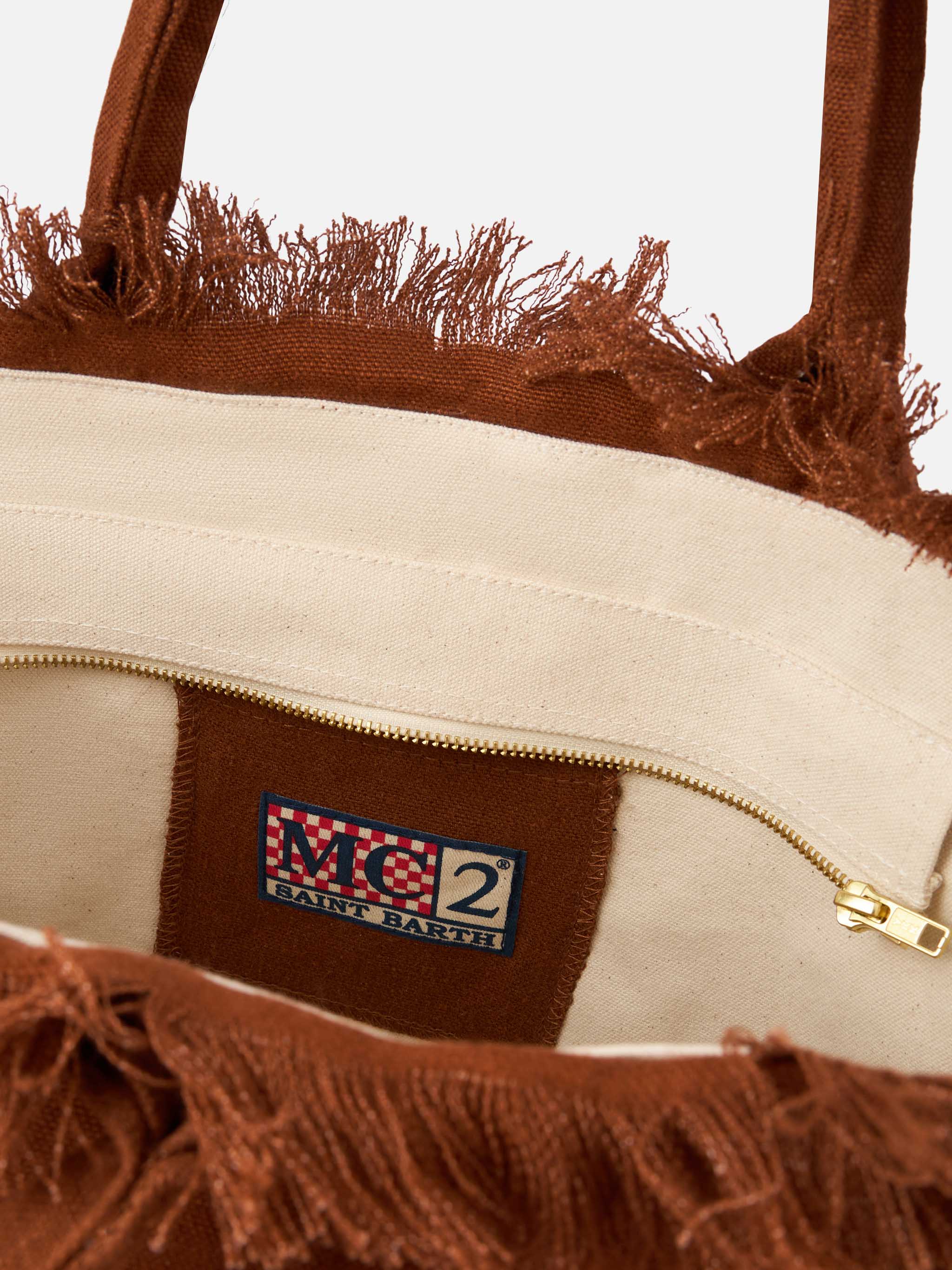 mc2-saint-barth-vanity-borsa-a-spalla-tote-in-lino-marrone-con-logo-ricamato image 5