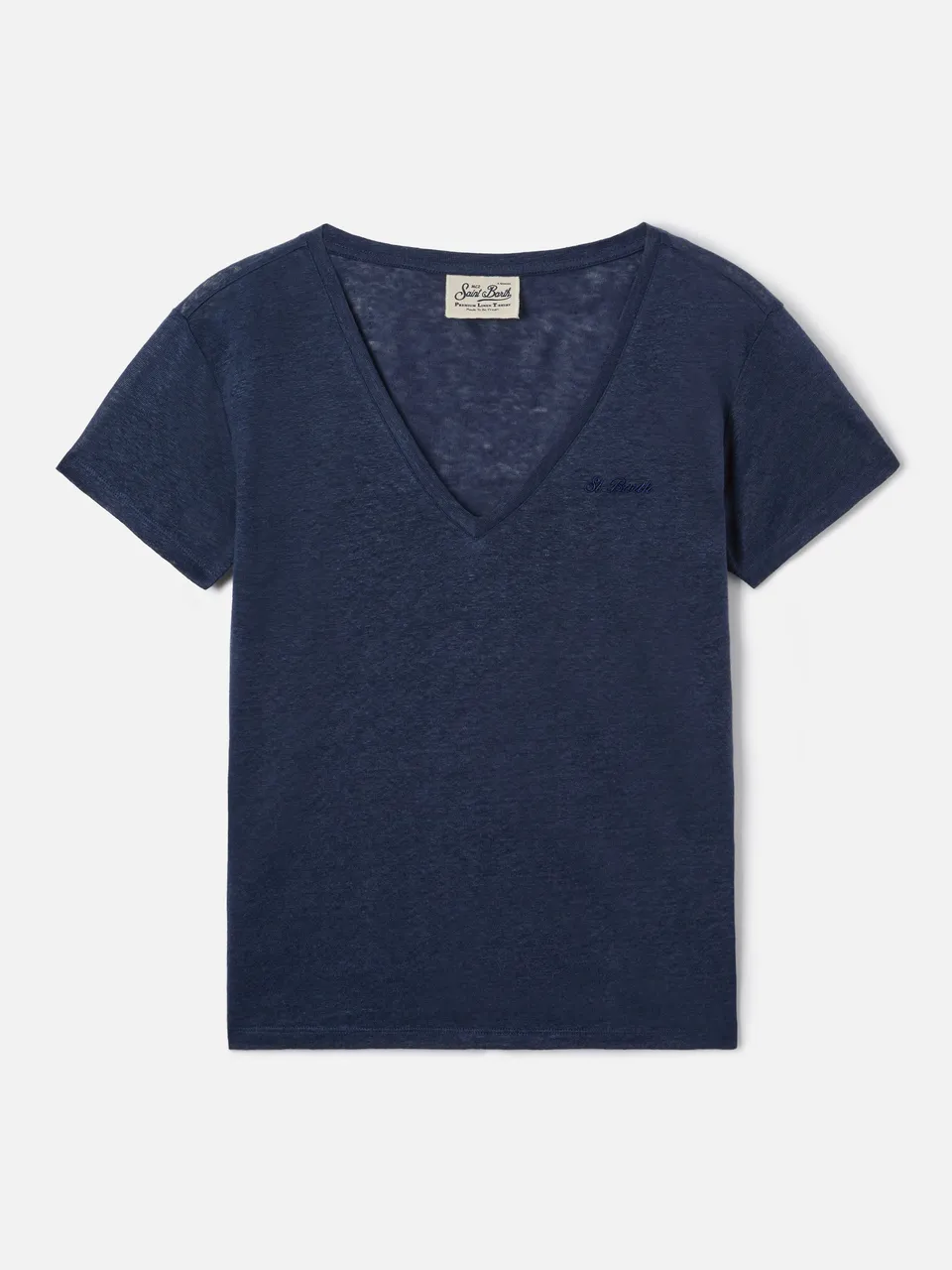 mc2-saint-barth-t-shirt-eloise-in-lino-blu-con-logo-ricamato image 1