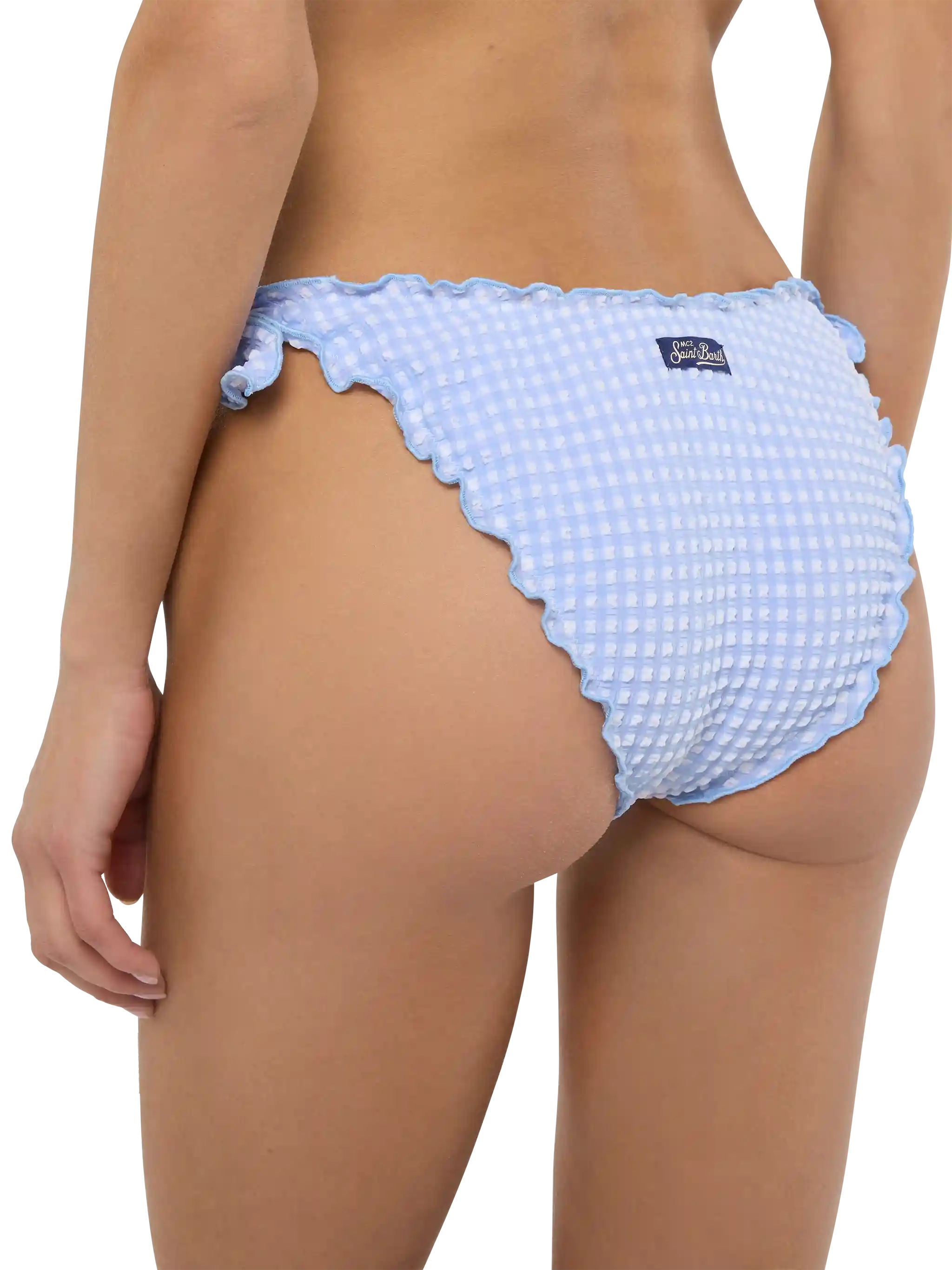 mc2-saint-barth-moon-slip-mare-donna-classico-seersucker-stampa-vichy-azzurro image 3