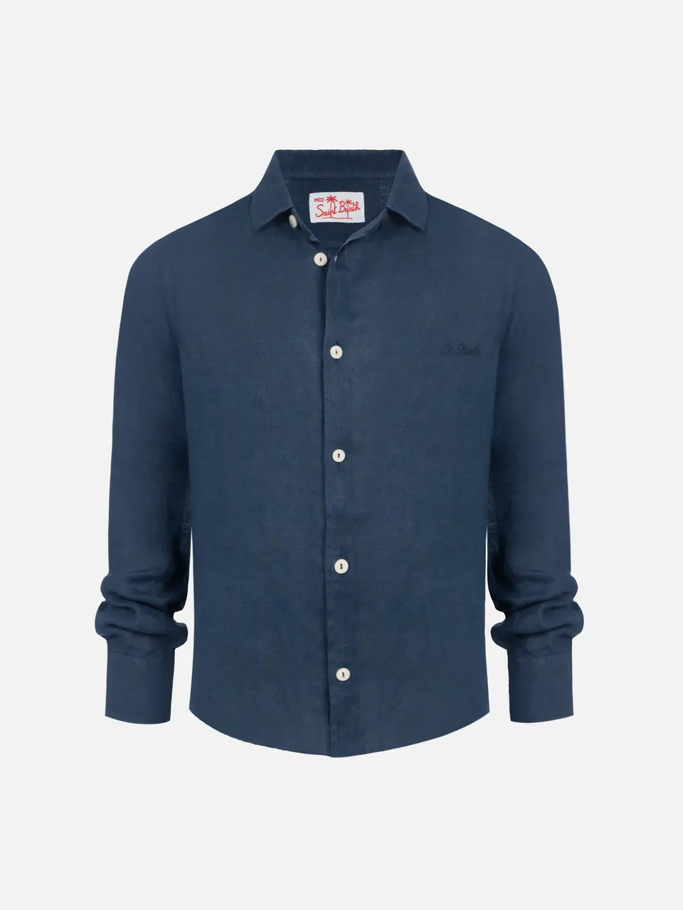 mc2-saint-barth-camicia-agnes-in-lino-blu-navy-per-bambini image 1