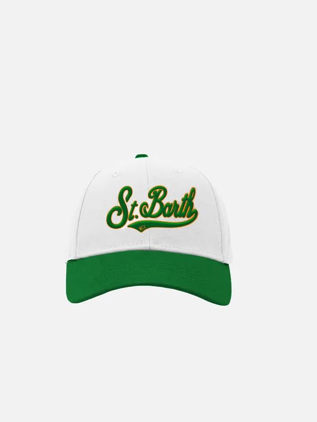 mc2-saint-barth-peter-jr-cappellino-bianco-e-verde-bambino-con-ricamo image 1