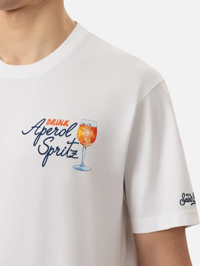 mc2-saint-barth-t-shirt-man-uomo-bianca-stampa-aperol-spritz-special-edition image 1
