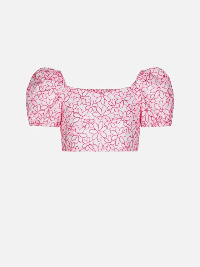 mc2-saint-barth-crop-top-sikelia-bambina-bianco-in-cotone-con-ricamo-margherite image 1