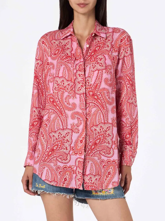 mc2-saint-barth-camicia-alodie-in-lino-con-stampa-paisley-rosa image 1
