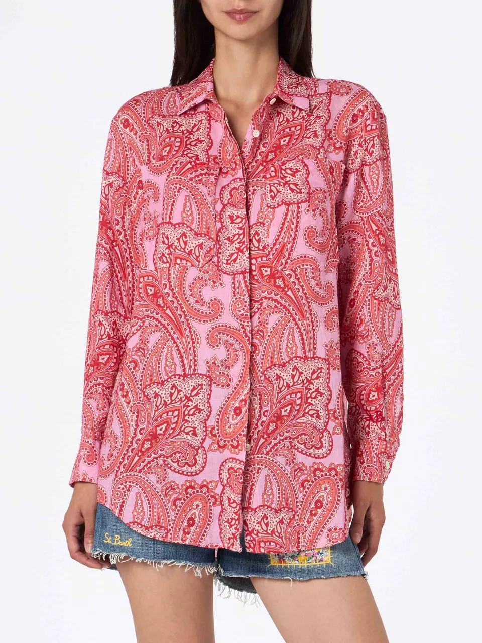 mc2-saint-barth-camicia-alodie-in-lino-con-stampa-paisley-rosa image 1