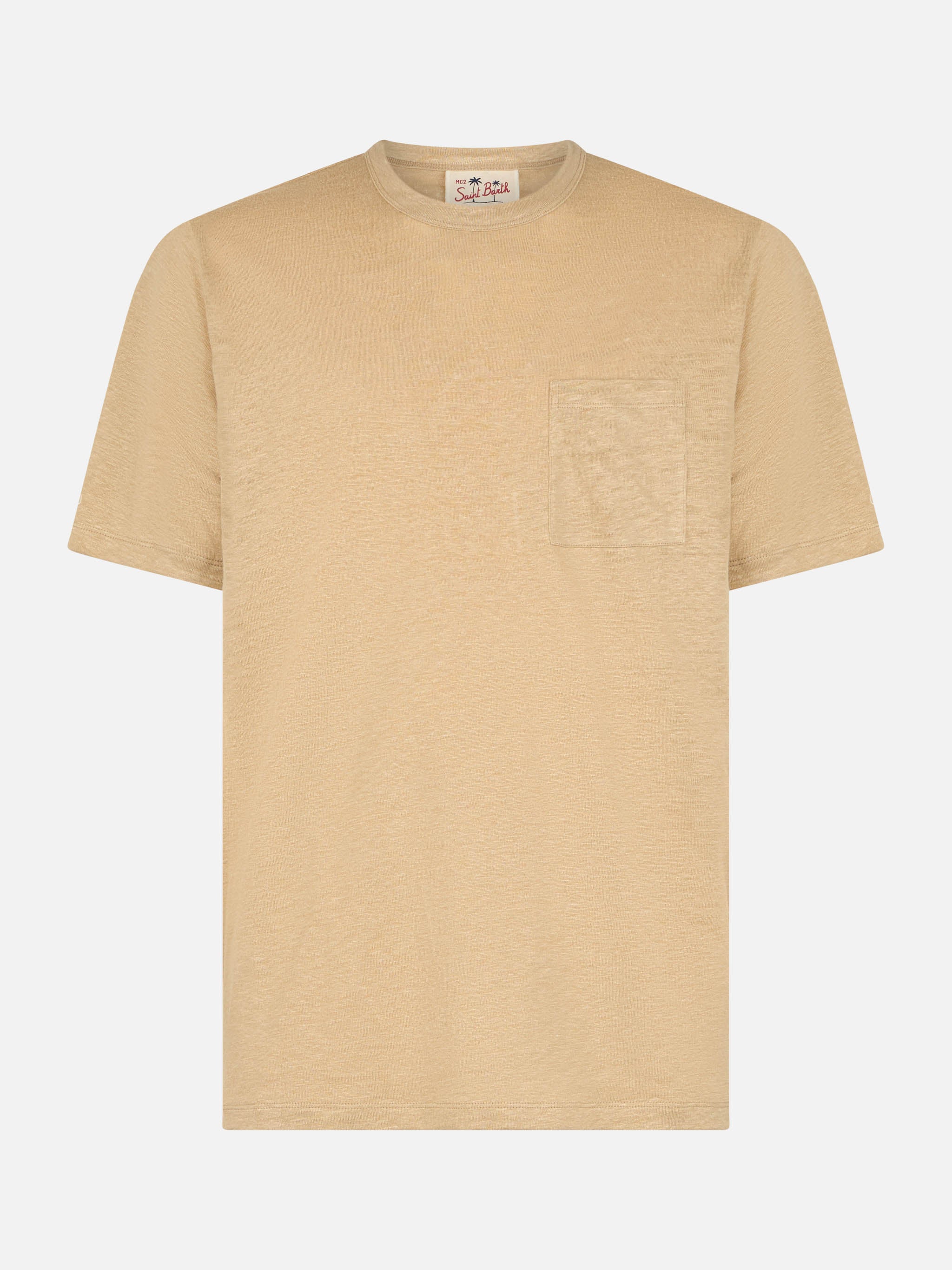 mc2-saint-barth-ecstasea-t-shirt-uomo-lino-jersey-beige-con-taschino image 1